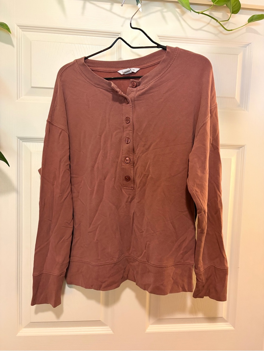 Athleta Rosewood Button Henley Sweatshirt